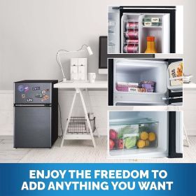 3.1 cubic ft. gray compact mini fridge with freezer compartment