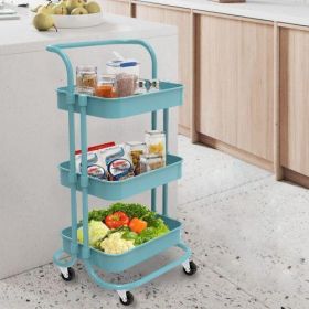 Rolling Trolley With Wheels Bathtub Manager Tolley Rolling Metal Tissue Trolley Handle - Blue