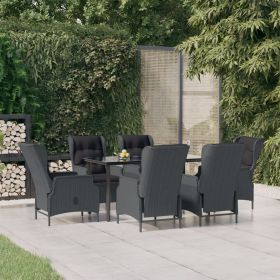 7 Piece Patio Dining Set Dark Gray Poly Rattan