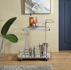 Aegis Serving Cart; Clear Glass &amp; Chrome Finish 98217