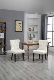 TOPMAX Dining Chair Tufted Armless Chair Upholstered Accent Chair; Set of 2 (Cream)