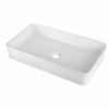 Sarlai Modern Square Above Counter White Porcelain Ceramic Bathroom Vessel Vanity Sink Art Basin