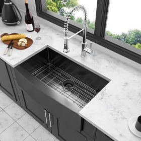 36 Gunmetal Black Farmhouse Sink - 36 Inch Kitchen Sink Stainless Steel 16 gauge Apron Front Kitchen Sink