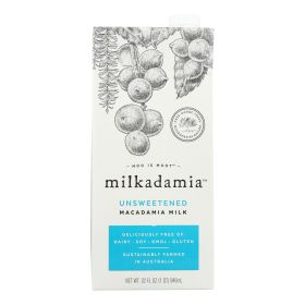 Milkadamia Milk - Unsweetened - Case of 6 - 32 Fl oz.