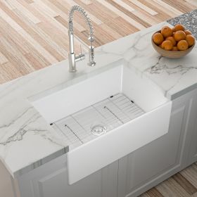 [Only for Pickup] 30*20*10" Apron Front White Farmhouse Kitchen Sink - Fireclay Porcelain Ceramic Single Bowl Small Reversible Farm Sink Laundry Room