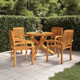 5 Piece Patio Dining Set Solid Wood Teak