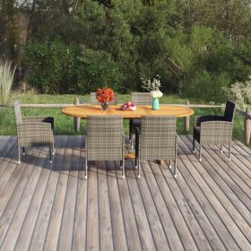 7 Piece Patio Dining Set Poly Rattan Anthracite