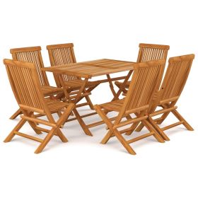 7 Piece Patio Dining Set Solid Teak Wood