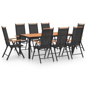 9 Piece Patio Dining Set Aluminum Black