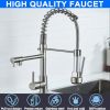 Kitchen Sink Faucet with Pull Down Sprayer; Single Handle; High Arc Brushed Nickel Pull Out Kitchen 360Â¬âˆž Faucet with 2 Modes; Durable Stainless Steel