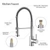 Single Handle Pull Down Kitchen Faucet Spring Sprayer Brushed Nickel Sink Faucet