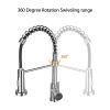 Single Handle Pull Down Spring Sprayer Kitchen Faucet in Brushed Nickel