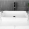 Sarlai Modern Square Above Counter White Porcelain Ceramic Bathroom Vessel Vanity Sink Art Basin