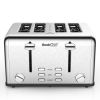 Toaster 4 Slice, Stainless Steel Extra-Wide Slot Toaster with Dual Control Panels of Bagel/Defrost/Cancel Function, 6 Toasting Bread Shade Settings, R