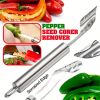 2pcs Pepper Corer; Stainless Steel Fruit Corer; Vegetable Corer; Corer With Serrated Slices And Handle; For Jalapeno