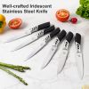 CHUSHIJI Steak Knives Set of 6 Stainless Steel Steak Knives Razor-Sharp Steak Knife Set Well-crafted Iridescent Seamless Ergonomically