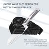 Knife Block Holder; Universal Knife Block without Knives; Unique Double-Layer Wavy Design; Round Black Knife Holder for Kitchen; Space Saver Knife Sto