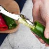 2pcs Pepper Corer; Stainless Steel Fruit Corer; Vegetable Corer; Corer With Serrated Slices And Handle; For Jalapeno