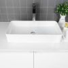 Sarlai Modern Square Above Counter White Porcelain Ceramic Bathroom Vessel Vanity Sink Art Basin