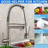 Kitchen Sink Faucet with Pull Down Sprayer; Single Handle; High Arc Brushed Nickel Pull Out Kitchen 360Â¬âˆž Faucet with 2 Modes; Durable Stainless Steel