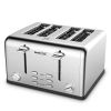 Toaster 4 Slice; Geek Chef Stainless Steel Extra-Wide Slot Toaster with Dual Control Panels of Bagel/Defrost/Cancel Function; 6 Toasting Bread Shade S