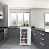 Kitchen Island & Kitchen Cart; Mobile Kitchen Island with Two Lockable Wheels; Rubber Wood Top; Black Color Design Makes It Perspective Impact During