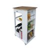 Kitchen Island & Kitchen Cart; Mobile Kitchen Island with Two Lockable Wheels; Rubber Wood Top; Black Color Design Makes It Perspective Impact During