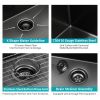 30x22 inch Kitchen Sink Drop In Gunmetal Black 16 Gauge Stainless Steel 30&quot; Single Bowl Topmount Kitchen Sink Basin