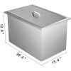 Drop in Ice Chest 20.6"Lx13.6"Wx12.6"H with Cover 304 Stainless Steel Drop in Cooler Included Drain-pipe and Drain Plug Drop in Ice Bin for Cold Wine