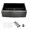 36 Gunmetal Black Farmhouse Sink - 36 Inch Kitchen Sink Stainless Steel 16 gauge Apron Front Kitchen Sink