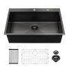 30x22 inch Kitchen Sink Drop In Gunmetal Black 16 Gauge Stainless Steel 30&quot; Single Bowl Topmount Kitchen Sink Basin