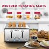 Toaster 4 Slice; Geek Chef Stainless Steel Extra-Wide Slot Toaster with Dual Control Panels of Bagel/Defrost/Cancel Function; 6 Toasting Bread Shade S