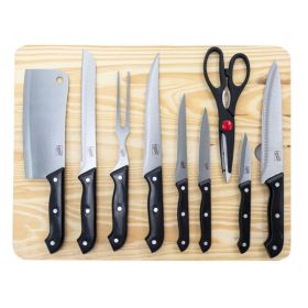 Gibson Home Wildcraft 10 Piece Cutlery Set with Wooden Cutting Board