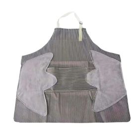 1pc Striped Linen Aprons, Adjustable Kitchen Cooking Apron, Cotton And Linen Machine Washable With 2 Pockets (Color: CoffeeSize27.6x26.8inch (70x68cm))