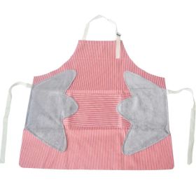 1pc Striped Linen Aprons, Adjustable Kitchen Cooking Apron, Cotton And Linen Machine Washable With 2 Pockets (Color: RedSize27.6x26.8inch (70x68cm))