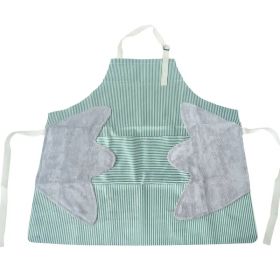 1pc Striped Linen Aprons, Adjustable Kitchen Cooking Apron, Cotton And Linen Machine Washable With 2 Pockets (Color: BlueSize27.6x26.8inch (70x68cm))