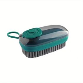 1pc; Multifunctional Hydraulic Cleaning Brush; Kitchen Washing Pot Brush; Household Cleaning Brush Three-piece Set Laundry Brush; Automatic Dosing Bru (Color: Green)