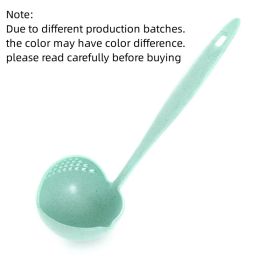 1pc Long Handle Soup Spoon With Filter Strainer - Multi-Functional 2 In 1 Cooking Colander And Kitchen Tool For Easy Soup Preparation And Straining (Color: Green)