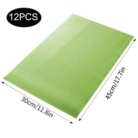 4 /8/12Pcs Refrigerator Liners; Washable Mats Covers Pads; Home Kitchen Gadgets Accessories Organization For Top Freezer Glass Shelf Wire Shelving Cup (Color: Green-12pcs)