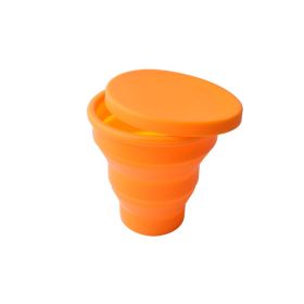 1pc Soft Silicone With Lid; Retractable Mini Folding Water Cup; For Outdoor Travel Hotel (Color: orange)