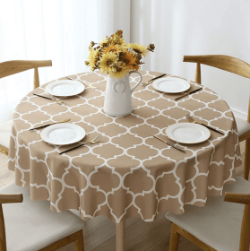 Tablecloth For Round Tables Waterproof Satin Resistant Washable Dining Table Protector (size: 100*100cmColorkhaki)