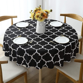 Tablecloth For Round Tables Waterproof Satin Resistant Washable Dining Table Protector (size: 152*152cmColorblack)