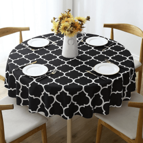 Tablecloth For Round Tables Waterproof Satin Resistant Washable Dining Table Protector (size: 120*120cmColorblack)