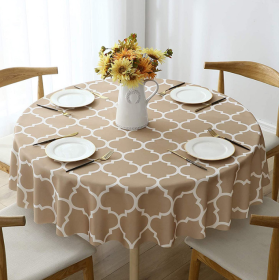 Tablecloth For Round Tables Waterproof Satin Resistant Washable Dining Table Protector (size: 152*152cmColorkhaki)