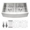 Lordear 36 Inch Farmhouse Sink 18 Gauge Kitchen Sink Apron Front Double Bowl 50/50 Stainless Steel Sink