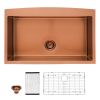 Lordear Gold Farmhouse Sink 16 Gauge Kitchen Sink Apron Front Single Bowl Rose Gold Stainless Steel Sink