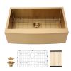 Lordear Gold Farmhouse Sink 16 Gauge Kitchen Sink Apron Front Single Bowl Rose Gold Stainless Steel Sink