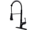 Commercial Spring Pull Down Kitchen Faucet with 3 Modes Sprayer Matte Black