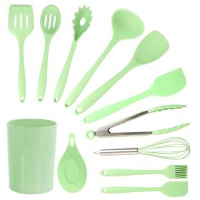 Cooking Baking 10 PCS Spatula Set High Heat Resistant Kitchen Utensil Set (Color: Green, Type: Kitchen Tools 12 Pcs)