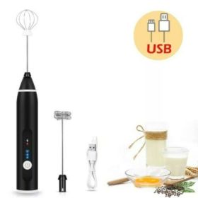 Milk Frother Drink Foamer Whisk Mixer Stirrer Coffee Eggbeater Kitchen (Color: Black ATypeFrother)